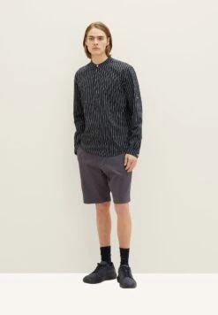 TOM TAILOR Denim Mit Stehkragen - Overhemd - Black Stripe -Herenkleding Winkel 568433cecad9467baee1f856cb77dcaf