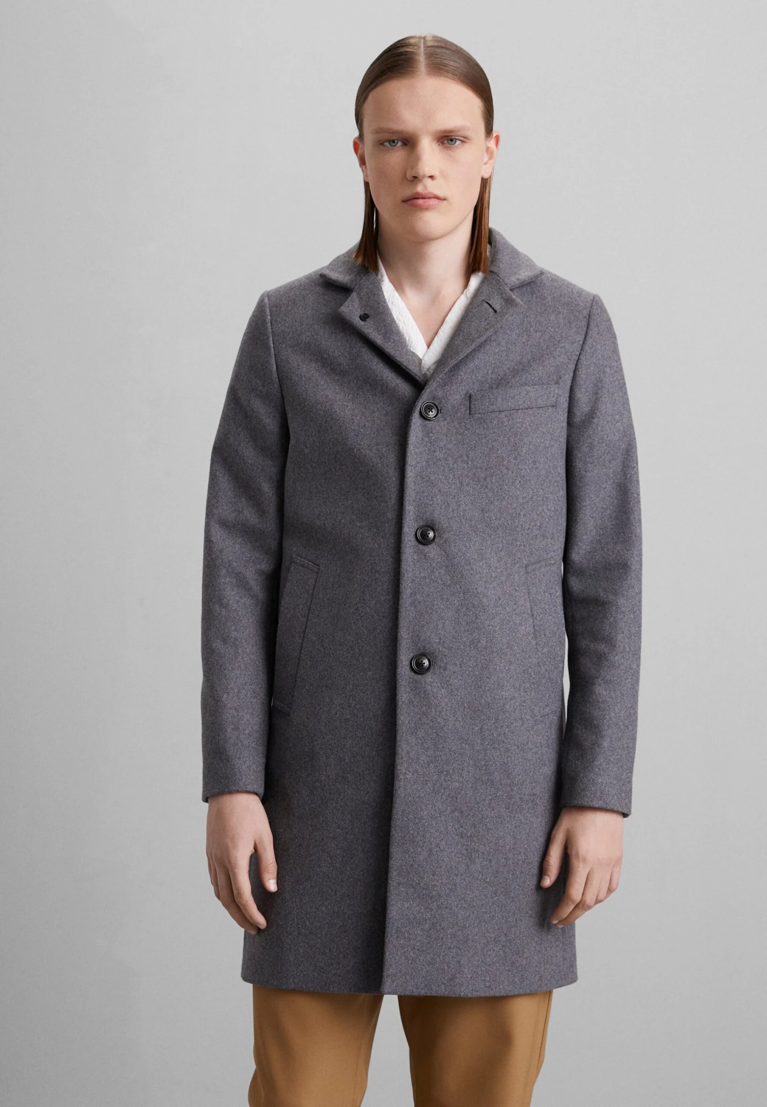 J.Lindeberg Holger Melton Coat - Mantel - Mid Grey Melange 3 J.Lindeberg Holger Melton Coat - Mantel - Mid Grey Melange