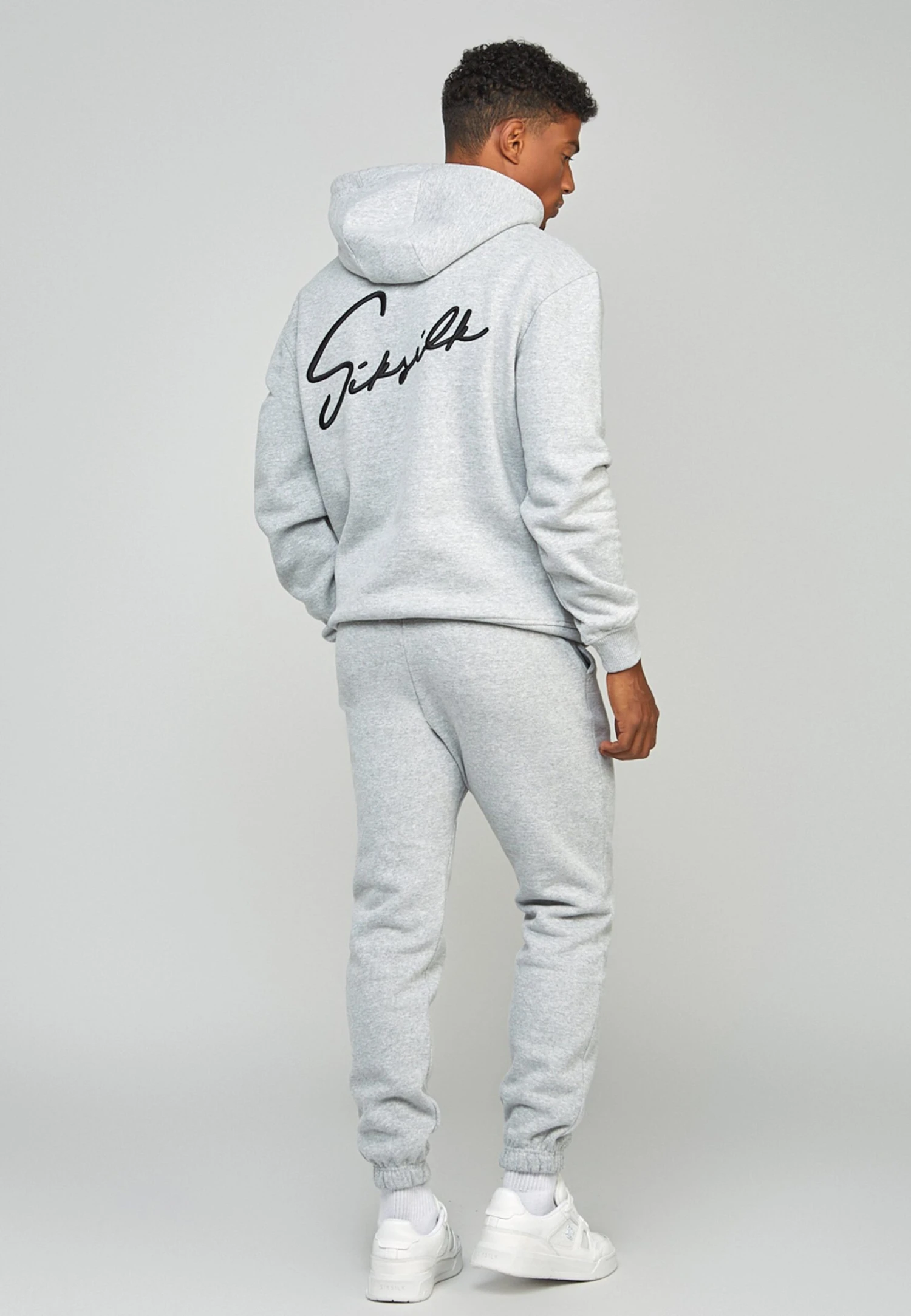 SikSilk Script Embroidery- Hoodie - Grey Marl 7 SikSilk Script Embroidery- Hoodie - Grey Marl - Afbeelding 5