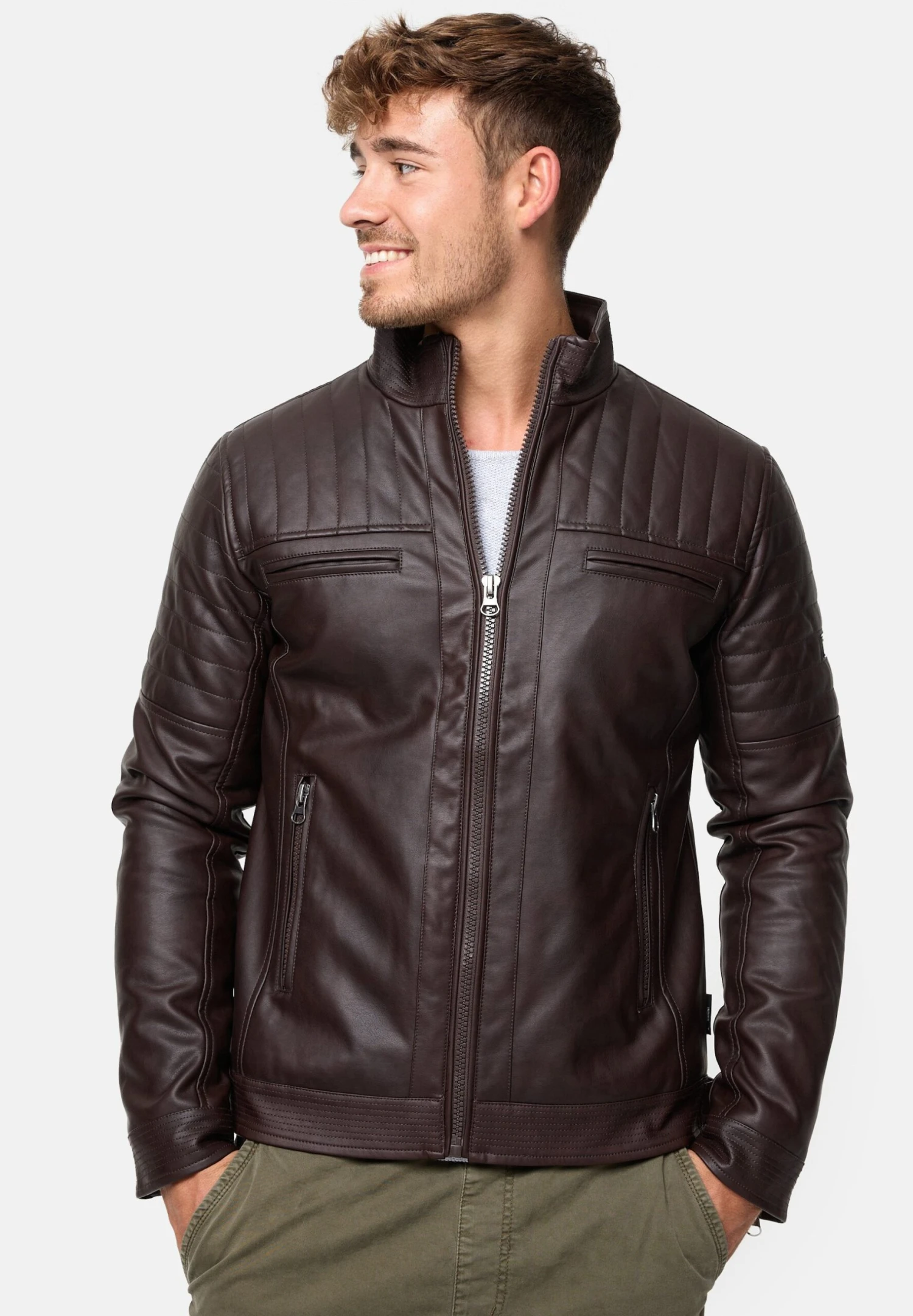 Indicode Jeans Brook - Imitatieleren Jas - Dark Brown 7 Indicode Jeans Brook - Imitatieleren Jas - Dark Brown - Afbeelding 5