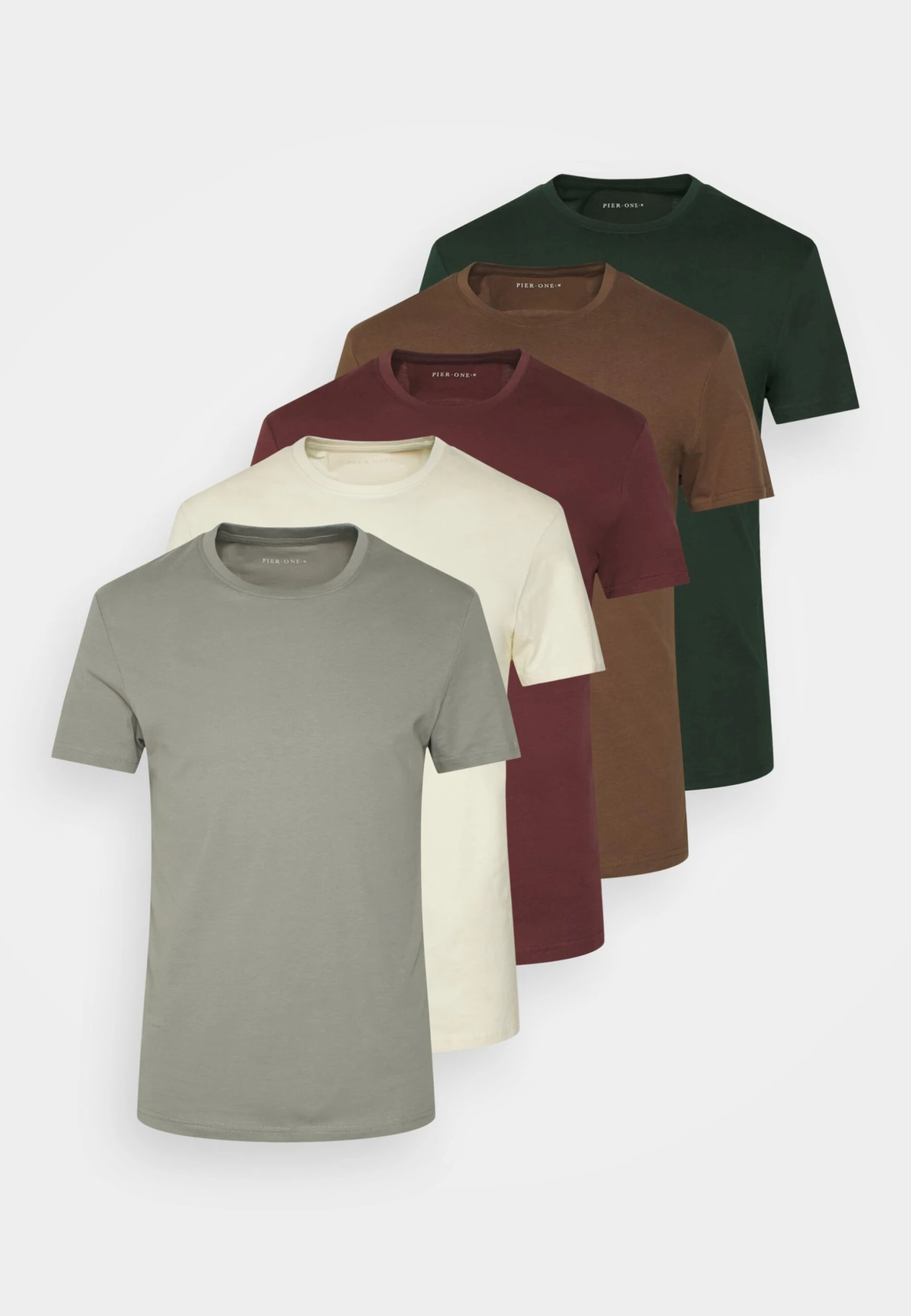 Pier One 5 Pack - T-Shirt Basic - Bordeaux/Light Grey/Brown 8 Pier One 5 Pack - T-Shirt Basic - Bordeaux/Light Grey/Brown - Afbeelding 6