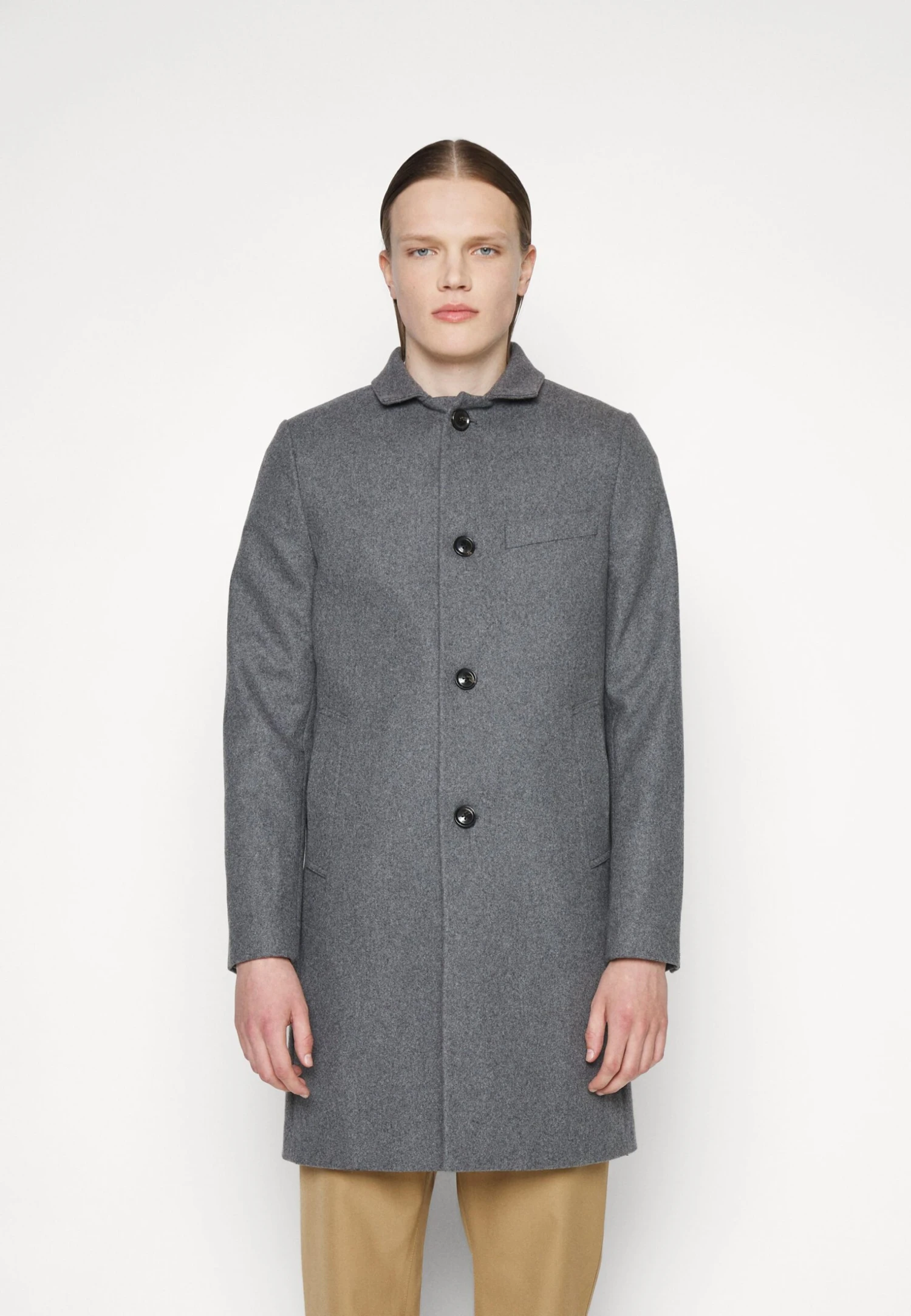 J.Lindeberg Holger Melton Coat - Mantel - Mid Grey Melange 5 J.Lindeberg Holger Melton Coat - Mantel - Mid Grey Melange - Afbeelding 3
