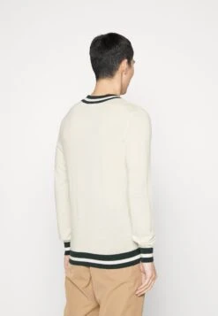 Hackett London Contrast Trim V Neck - Vest - Ecru/Green -Herenkleding Winkel b34077b6bb7e4dc3a98b9e441be1aa8a