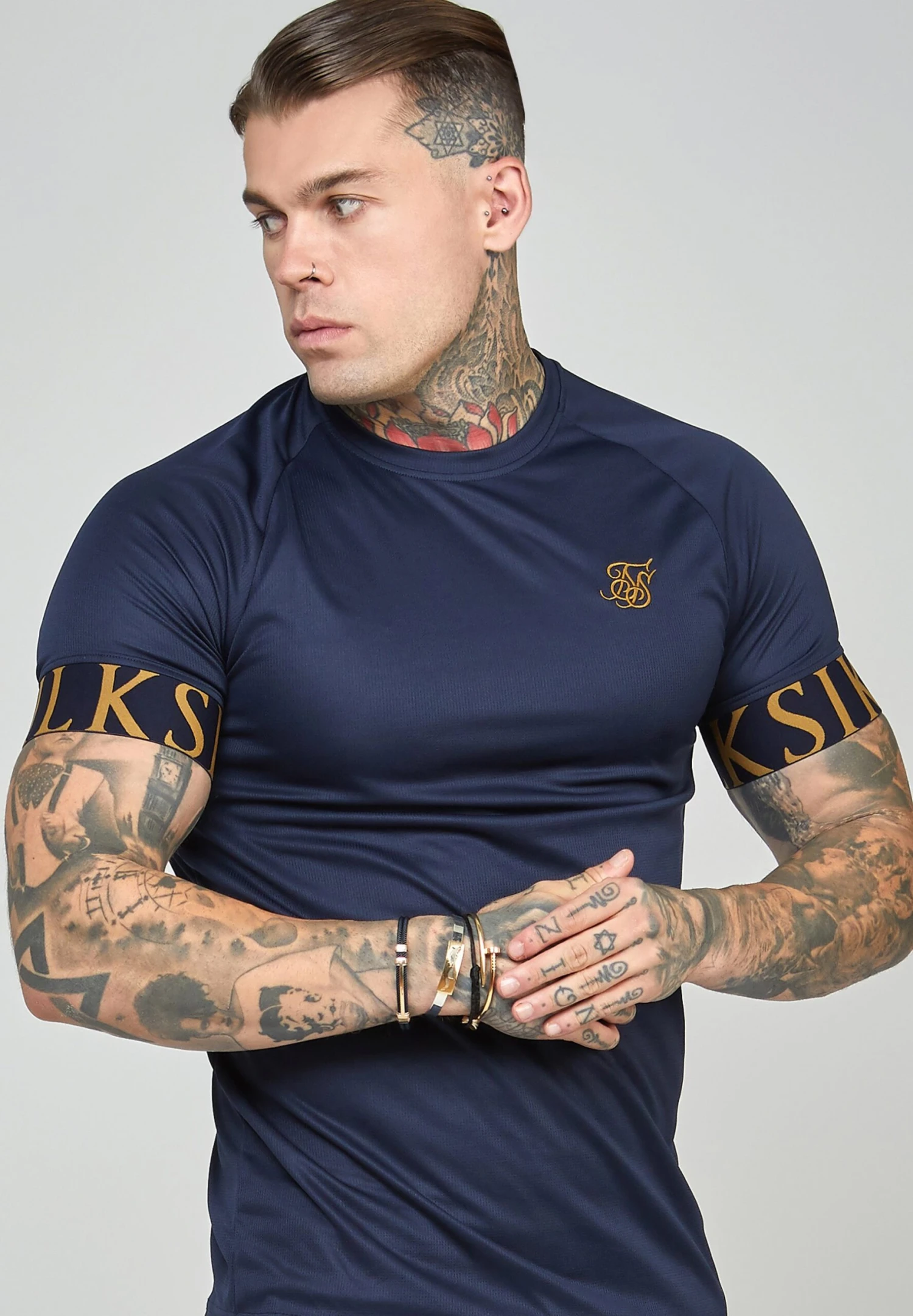 SikSilk Short Sleeve Dynamic Tech - T-Shirt Print - Navy 5 SikSilk Short Sleeve Dynamic Tech - T-Shirt Print - Navy - Afbeelding 3
