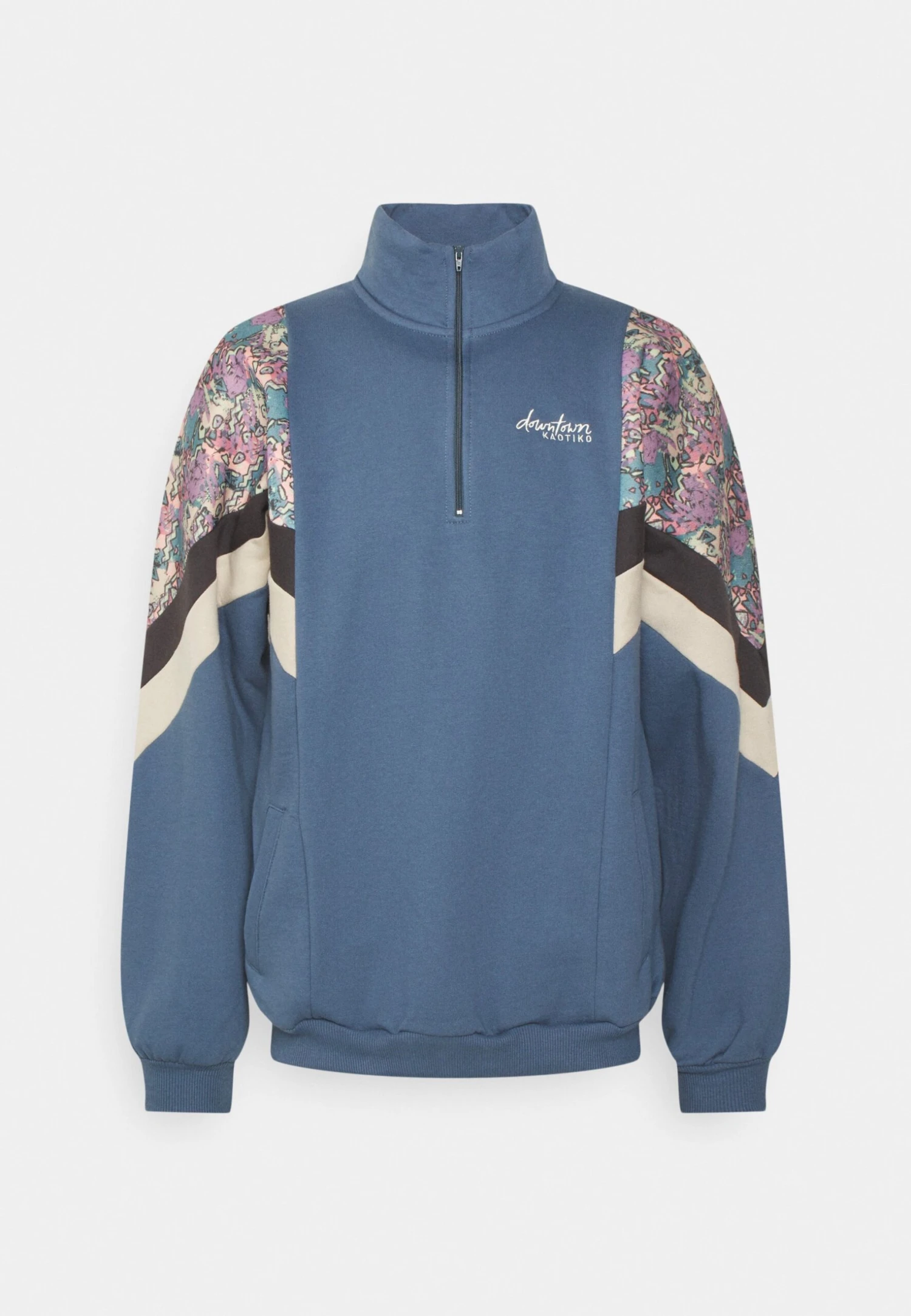 Kaotiko Crew Jean Bahamas - Sweater Met Rits - Prusia/Grey/Beige 3 Kaotiko Crew Jean Bahamas - Sweater Met Rits - Prusia/Grey/Beige